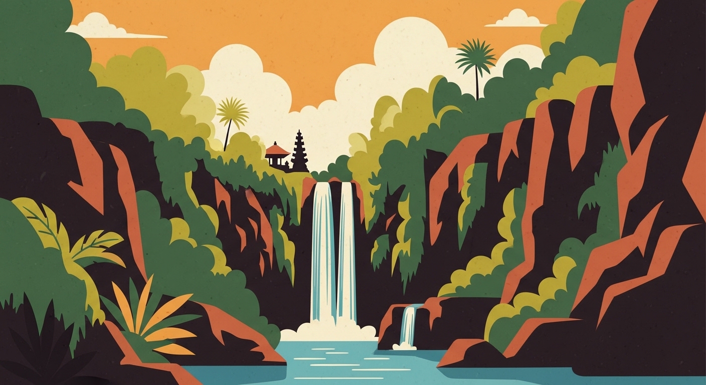 Blemantung Waterfall among coffee plantations